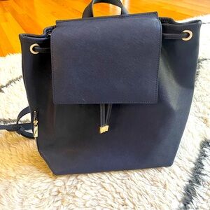 Barneys NY Leather Backpack Purse – Blue – Adjustable Straps